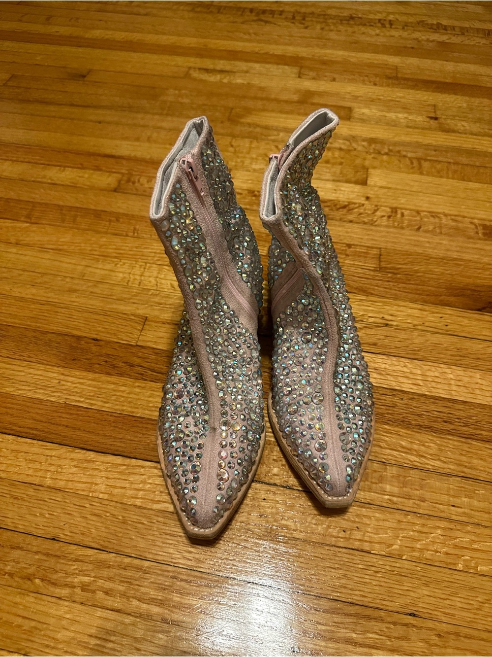 Jeffrey Campbell /Free People Pink Rhinestone cowgirl ankle booties